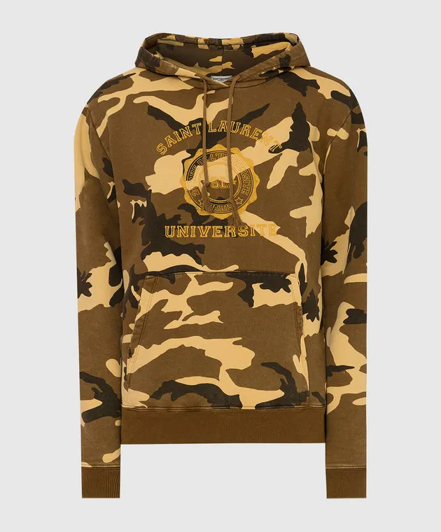 Saint Laurent Felpa con cappuccio con stampa mimetica 646108YBZL2