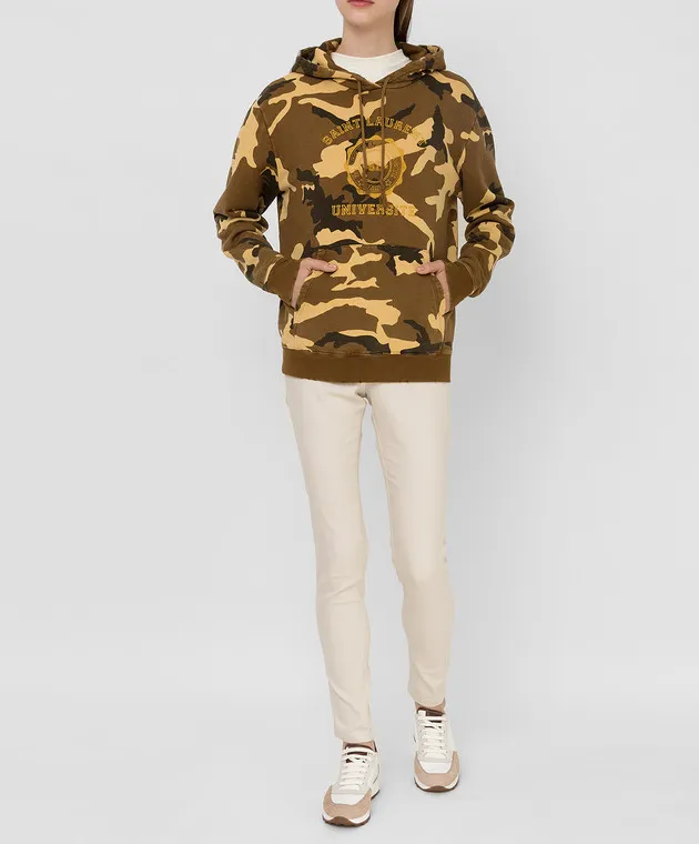Saint Laurent Felpa con cappuccio con stampa mimetica 646108YBZL2