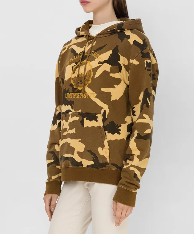 Saint Laurent Felpa con cappuccio con stampa mimetica 646108YBZL2