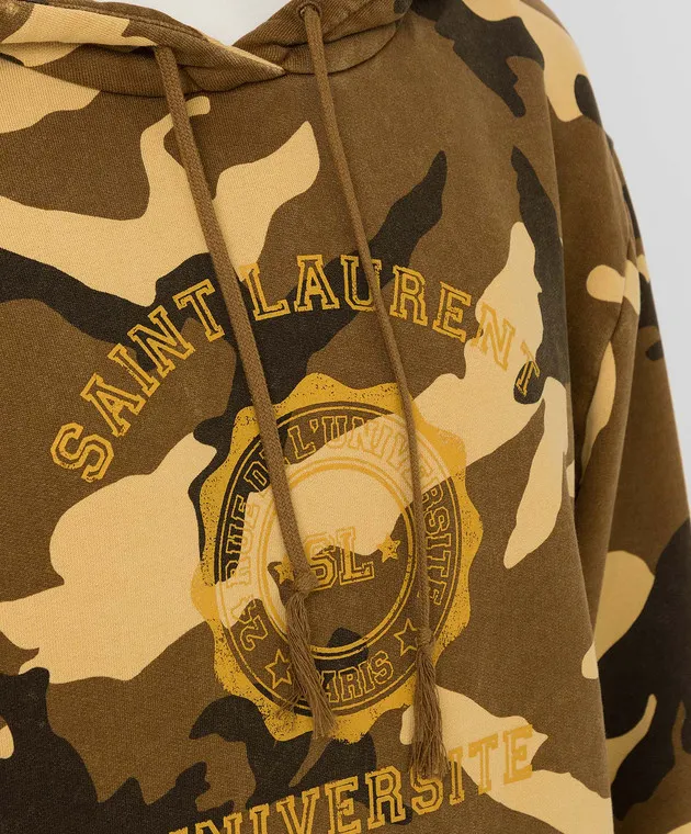 Saint Laurent Felpa con cappuccio con stampa mimetica 646108YBZL2