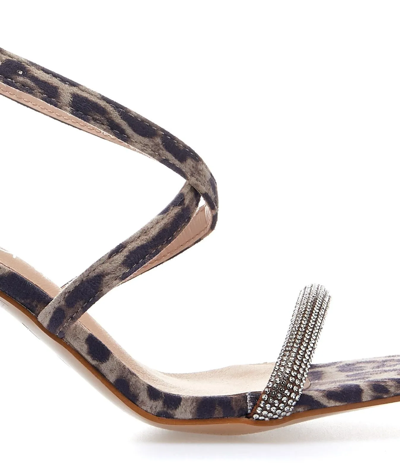 Sandali neri con tacco a rocchetto e strass