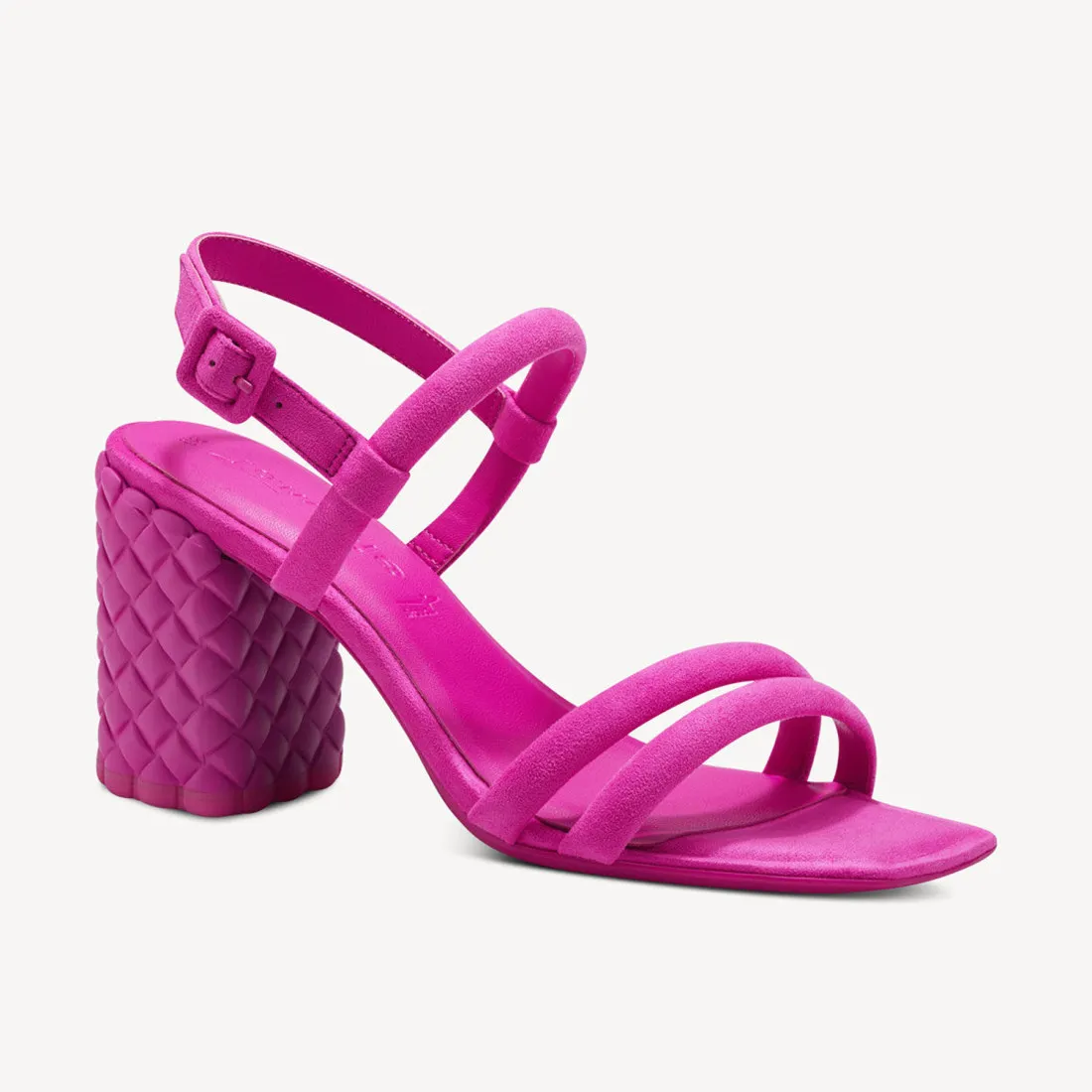 Sandalo vegano Tamaris fucsia con tacco alto a blocco