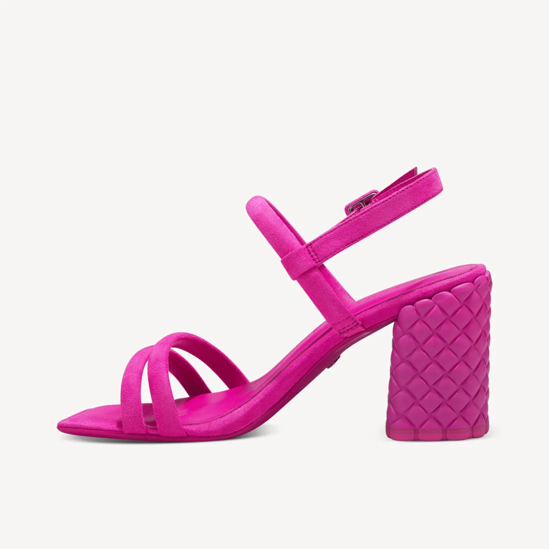 Sandalo vegano Tamaris fucsia con tacco alto a blocco