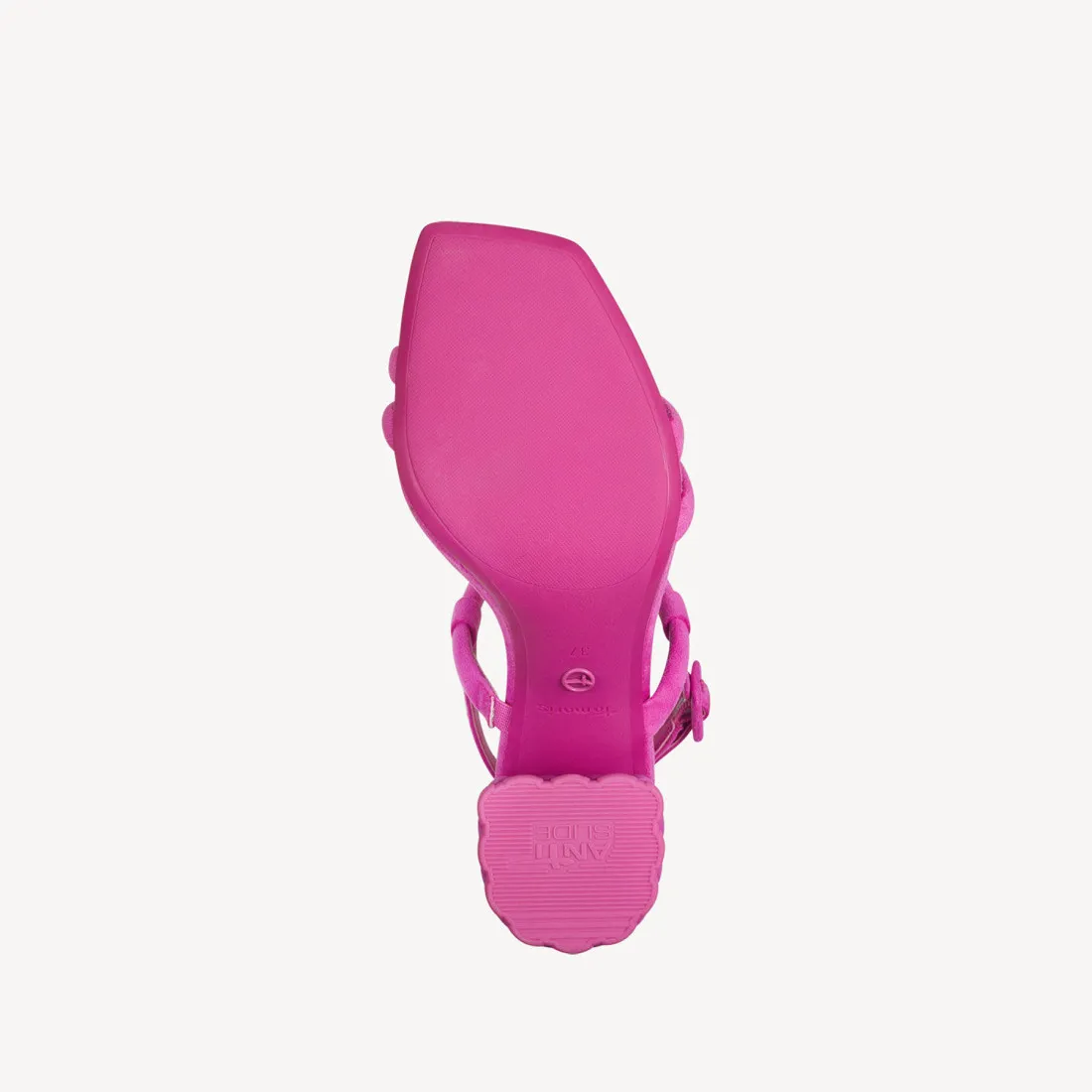 Sandalo vegano Tamaris fucsia con tacco alto a blocco