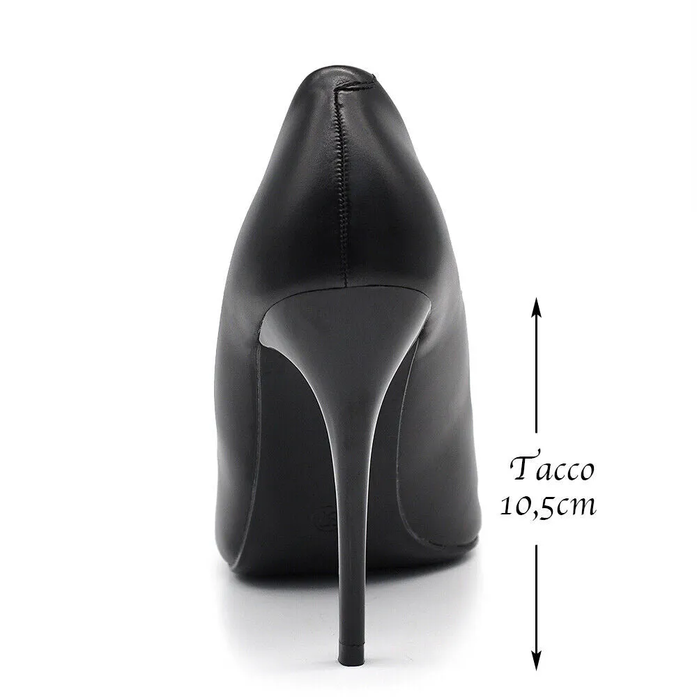 Scarpe Da Donna Décolleté Cerimonia Sposa Tacco Spillo 10.5cm 8378 nero bianco