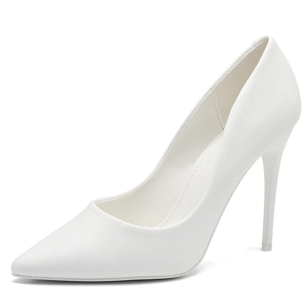 Scarpe Da Donna Décolleté Cerimonia Sposa Tacco Spillo 10.5cm 8378 nero bianco