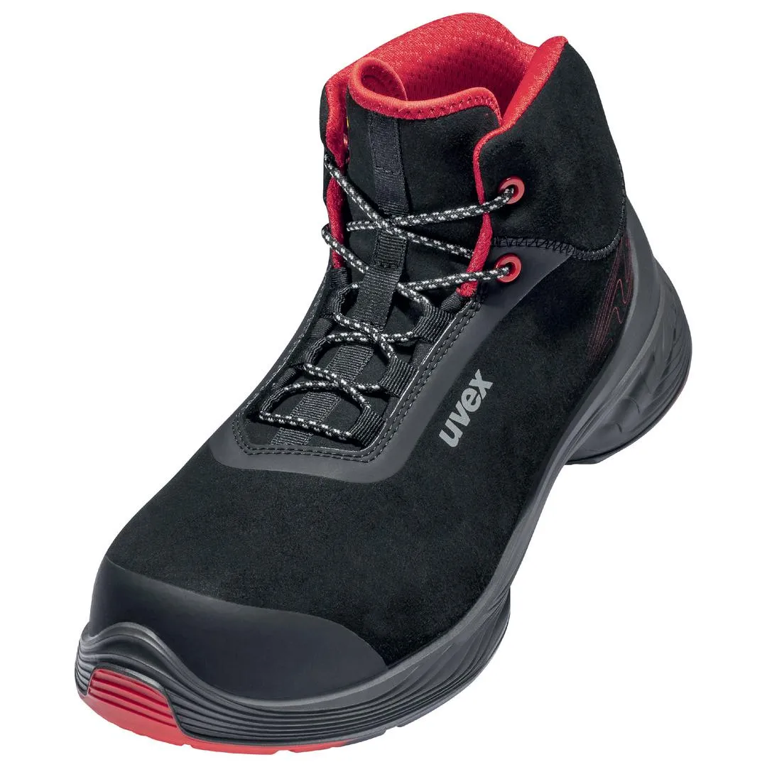 Scarponcini antinfortunistici S3 Uvex da  Unisex tg. 40, col. Nero, Rosso, ESD, resistenti all'acqua, con puntale di
