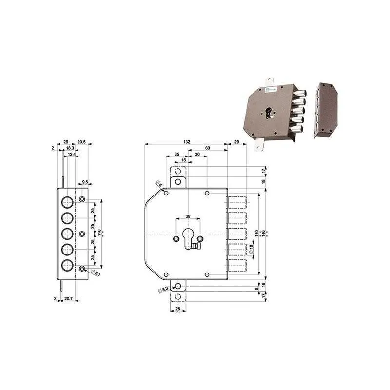 SERRATURE MOTTURA APPLICARE CILINDRO 38620,Eur Versione DESTRA