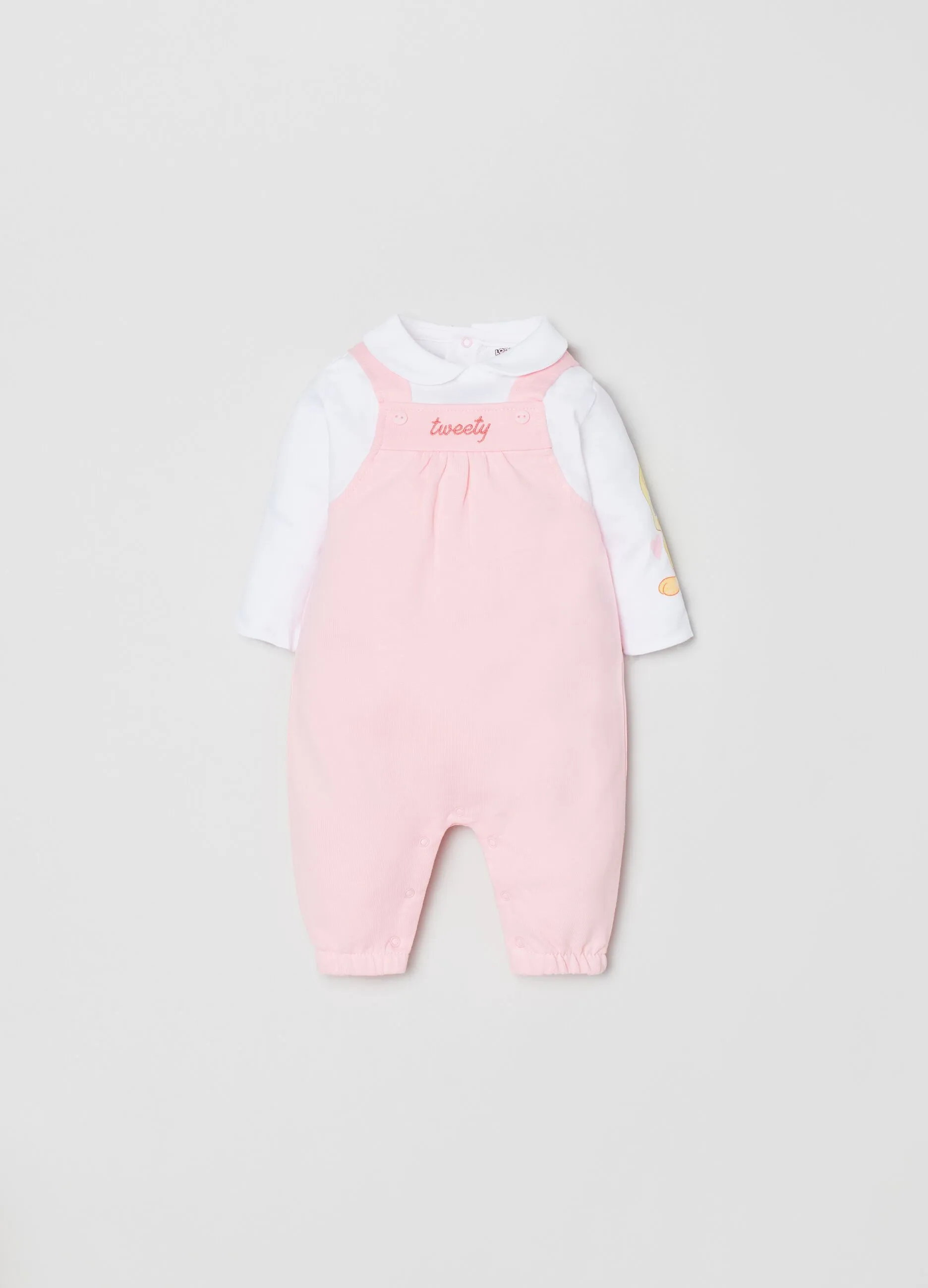 Set t-shirt e salopette con stampa Titti