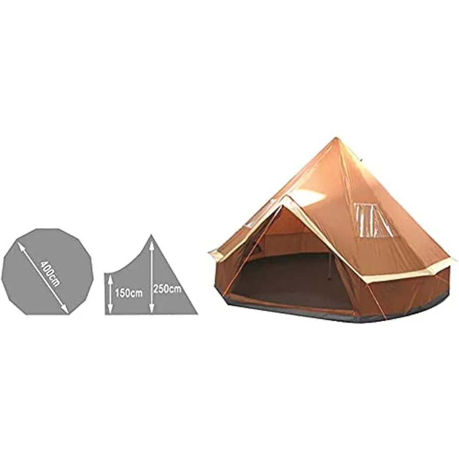 Sgdodky 5-8 Persone 4M Tenda Yurta Impermeabile, Tenda da Campeggio Piramide Tenda Rotonda Campana di Tela 210D Oxford India Ten
