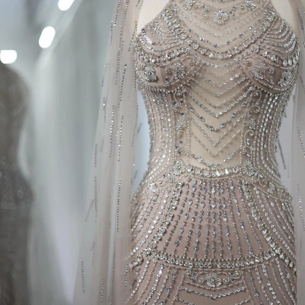 Sharon Said Abiti da sera a sirena color caramello di lusso Dubai con maniche a mantella Abiti eleganti da cerimonia nuziale con