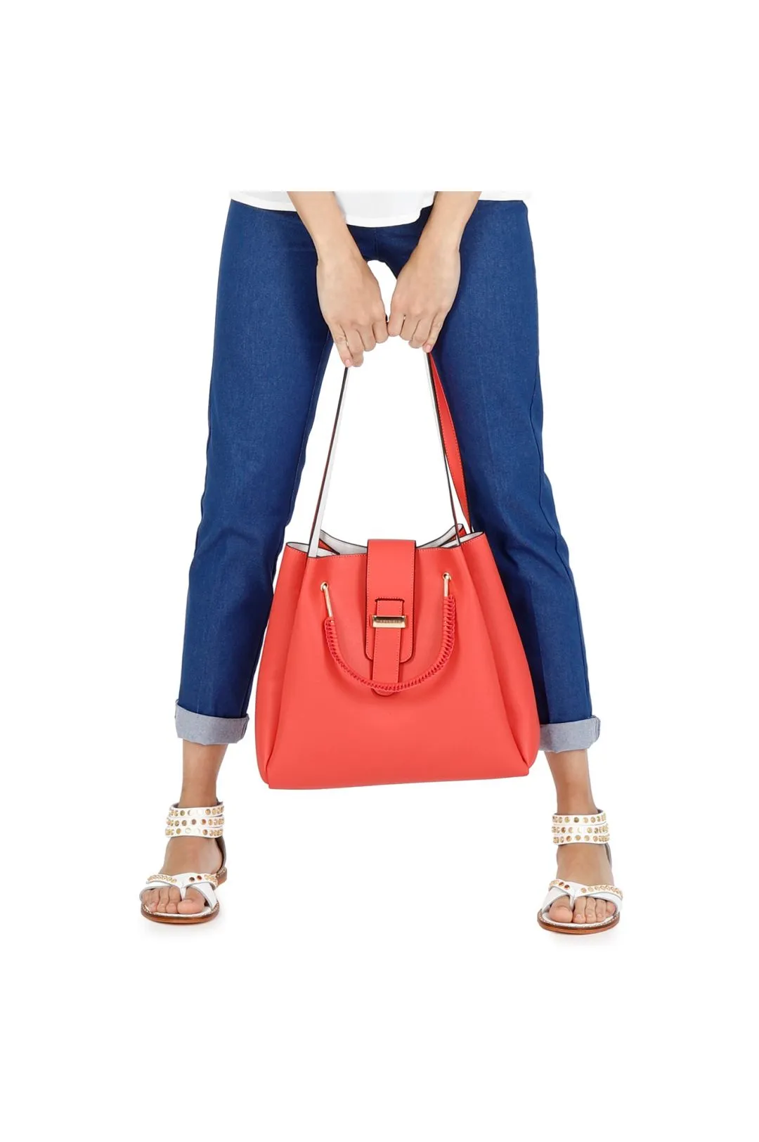 Shopping bag con manico di metallo rivestito