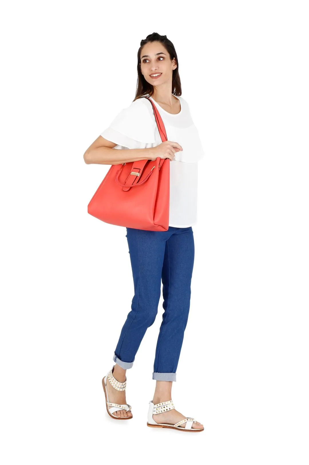 Shopping bag con manico di metallo rivestito