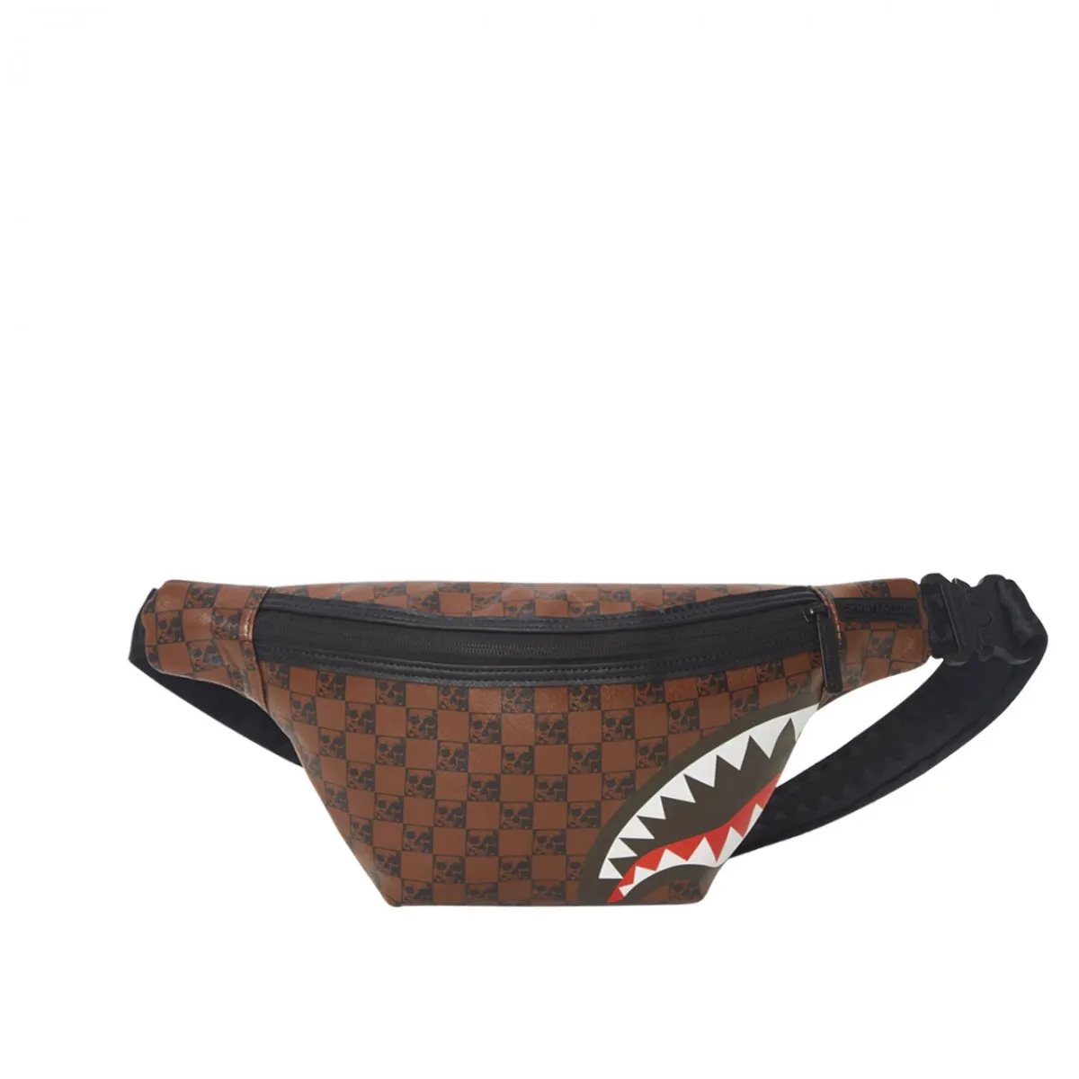 Skull Check Crossbody, Marrone