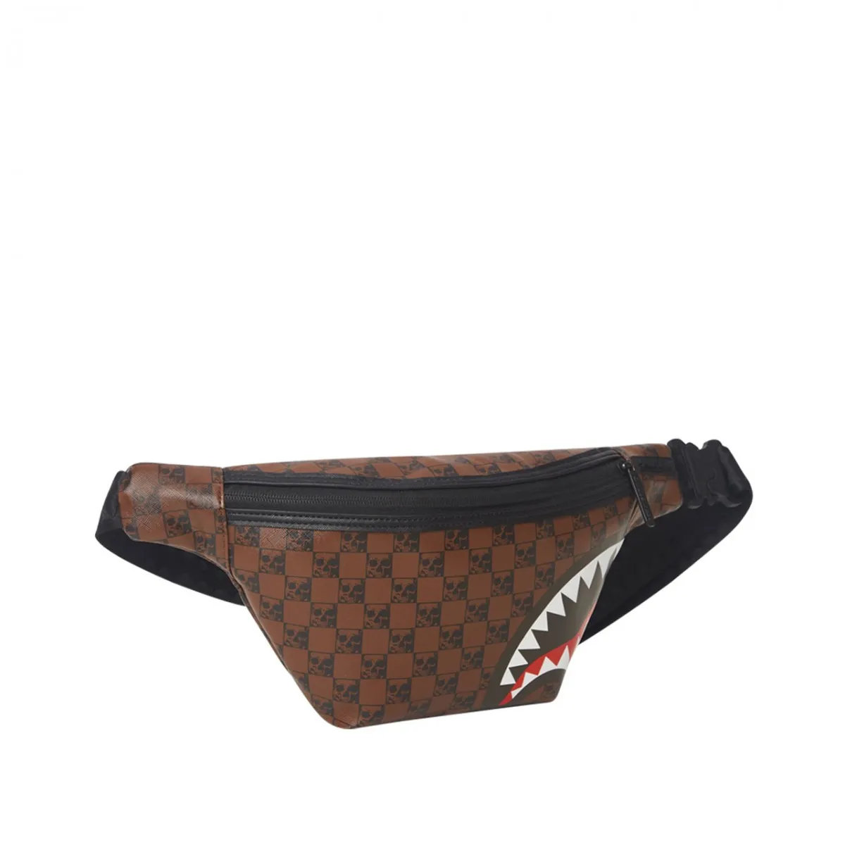 Skull Check Crossbody, Marrone