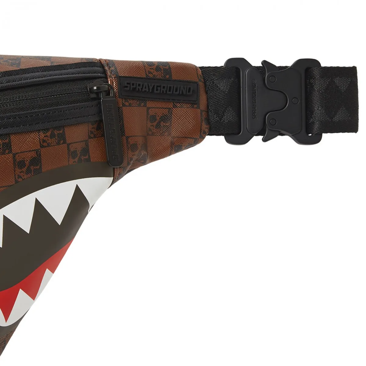 Skull Check Crossbody, Marrone