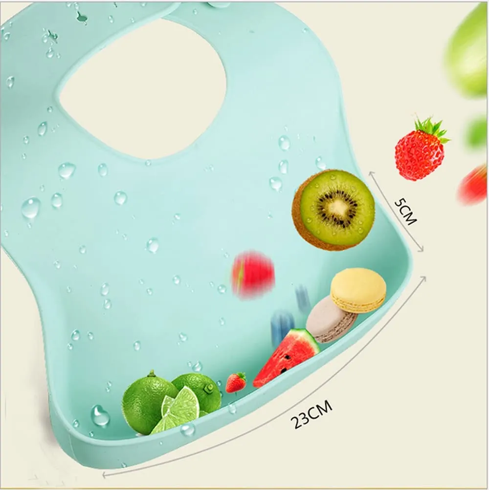 SLOSH Bavaglino Silicone Impermeabile con Tasca Lavabile Bavaglino Raccoglipappa de 6 Meses a 6 Aos Bavaglini Pappa Bambini (Blu