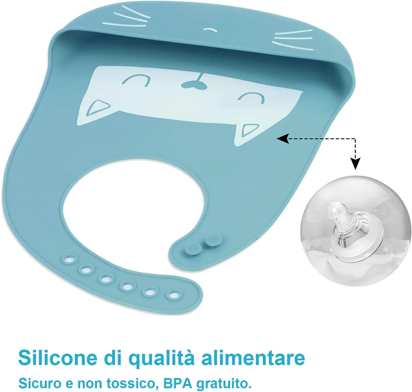 SLOSH Bavaglino Silicone Impermeabile con Tasca Lavabile Bavaglino Raccoglipappa de 6 Meses a 6 Aos Bavaglini Pappa Bambini (Blu