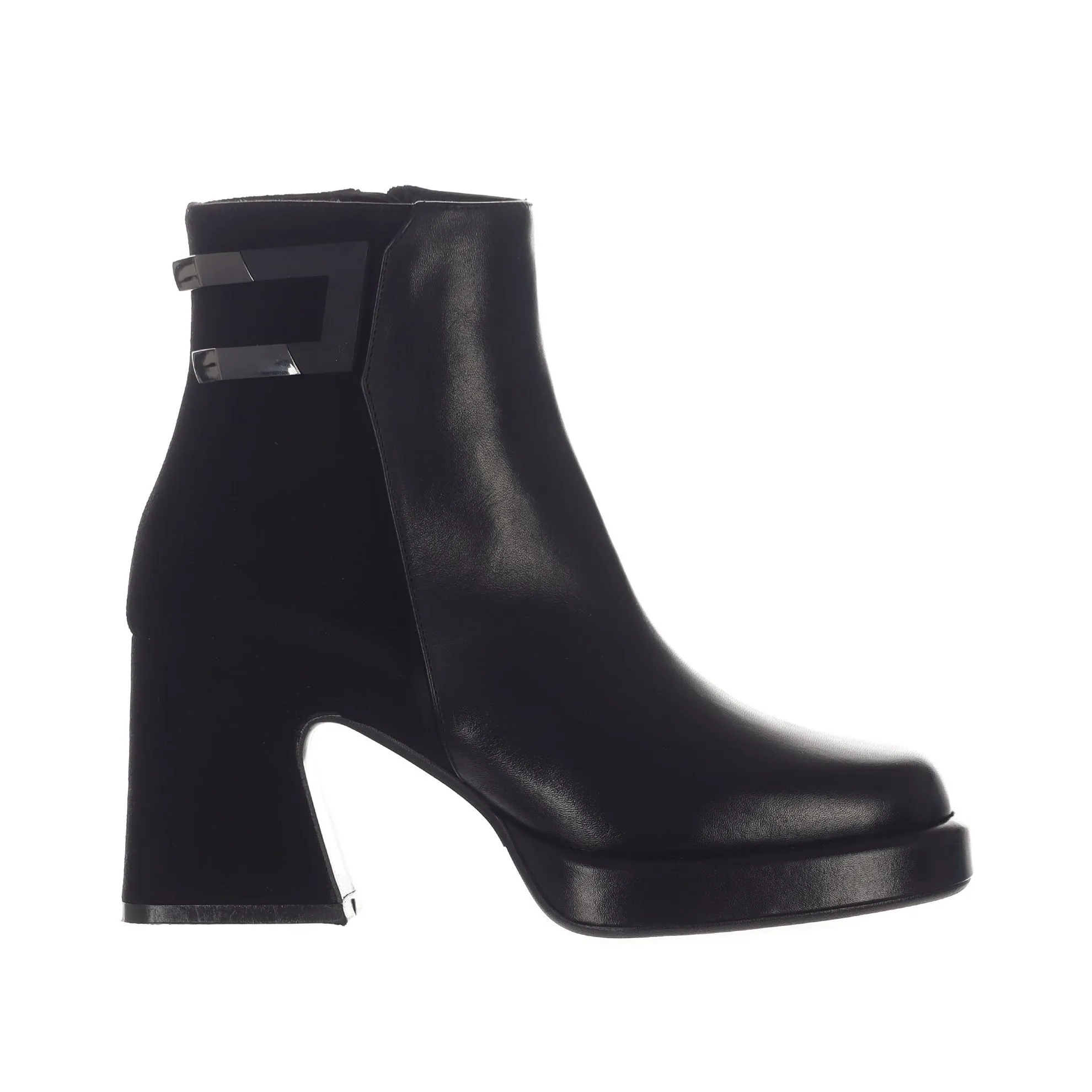 Stivaletto platform in pelle e camoscio