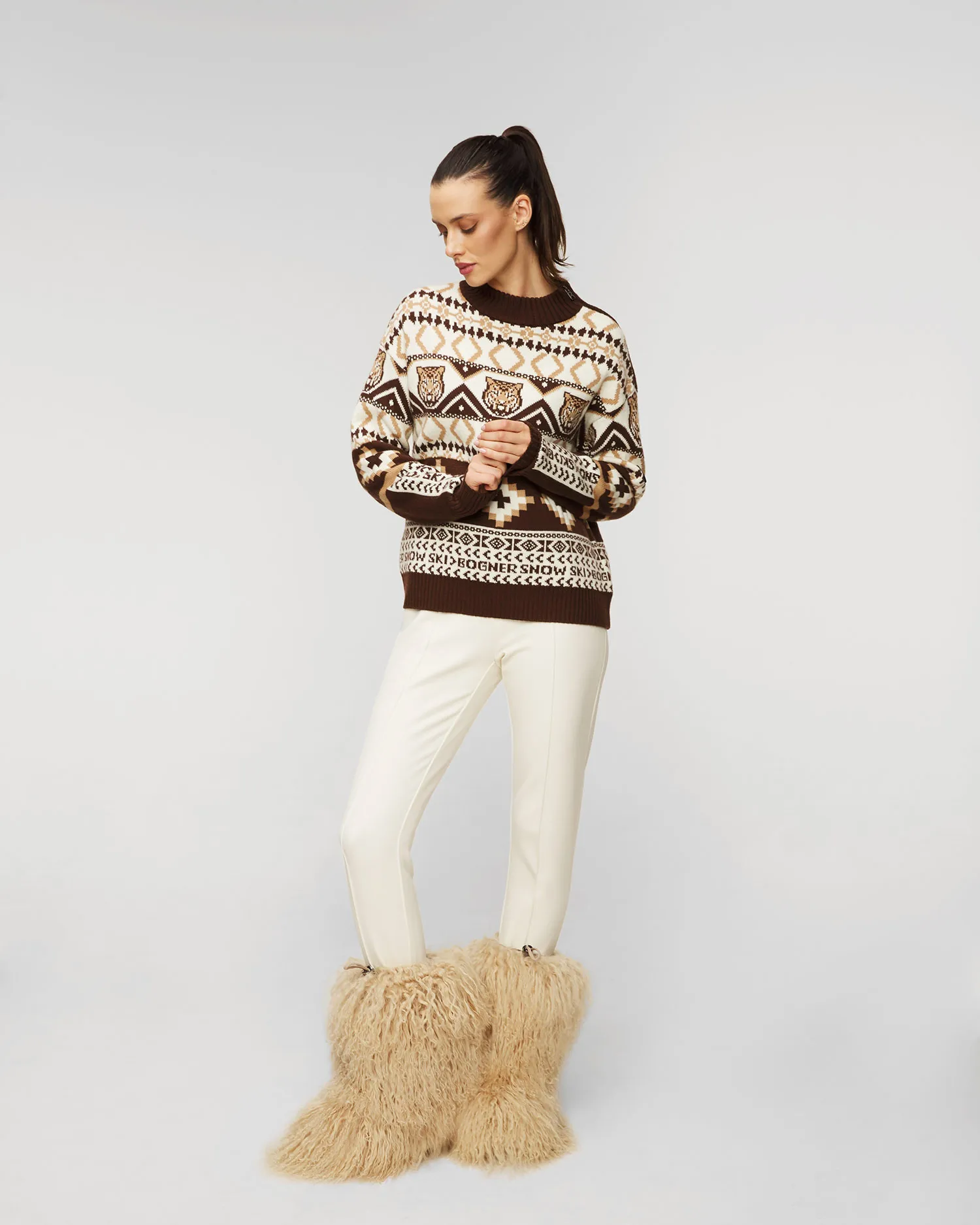 Stivali da neve in pelliccia yeti da donna BOGNER Les Arcs 3 B beige 32347444-17