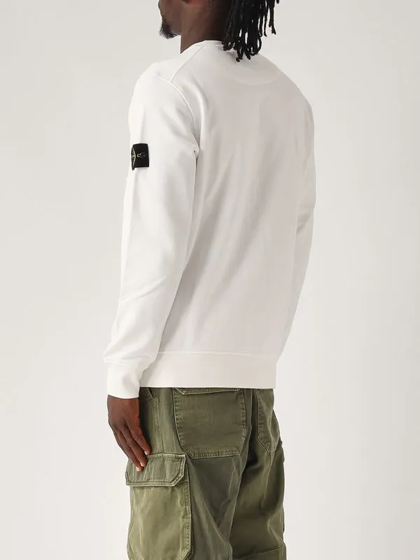 STONE ISLAND  Felpa uomo Stone Island girocollo in pile di cotone Bianco