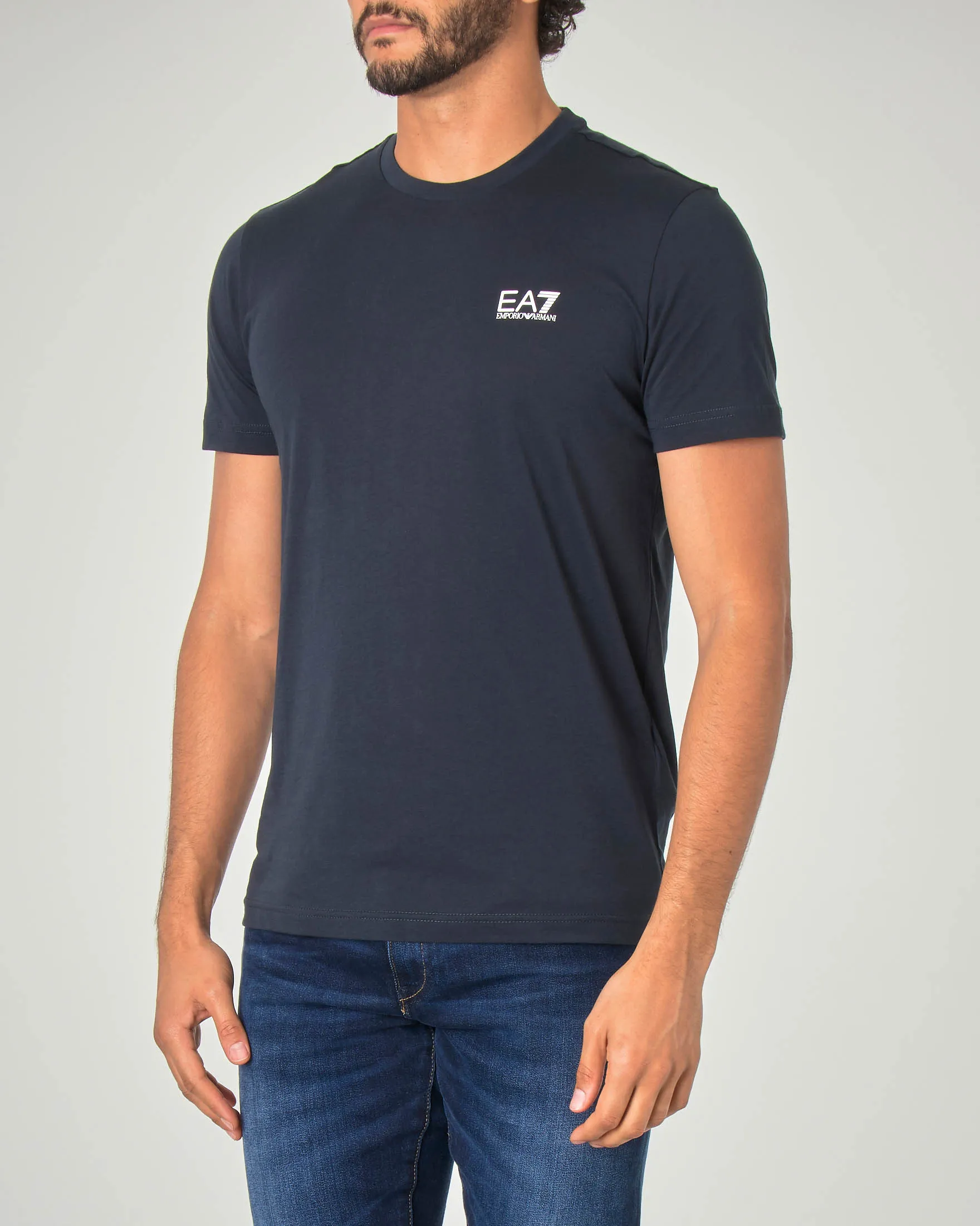 T-shirt blu mezza manica in pima cotton