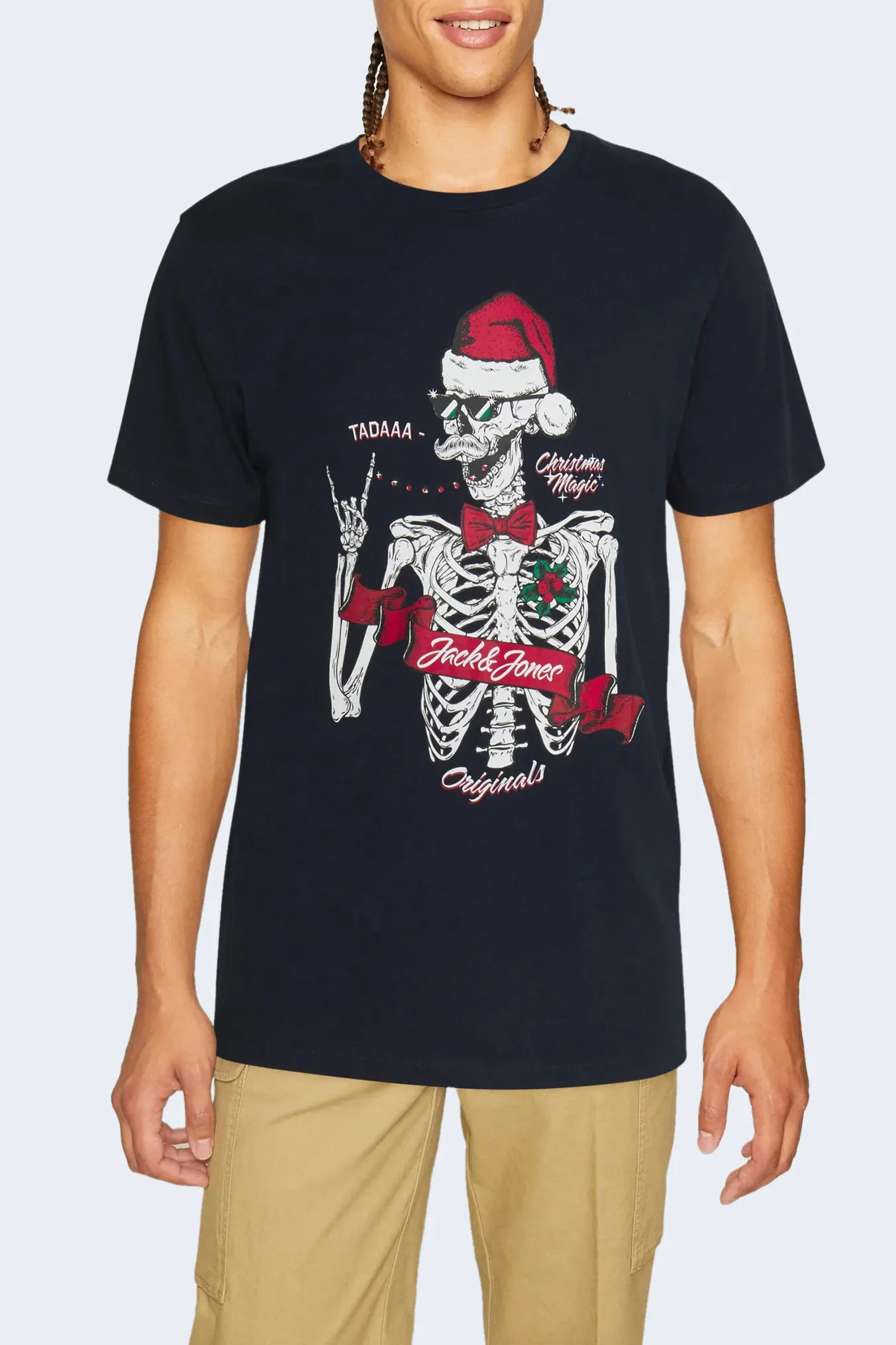 T-shirt Jack Jones jorclaus tee ss crew neck xmas Blu