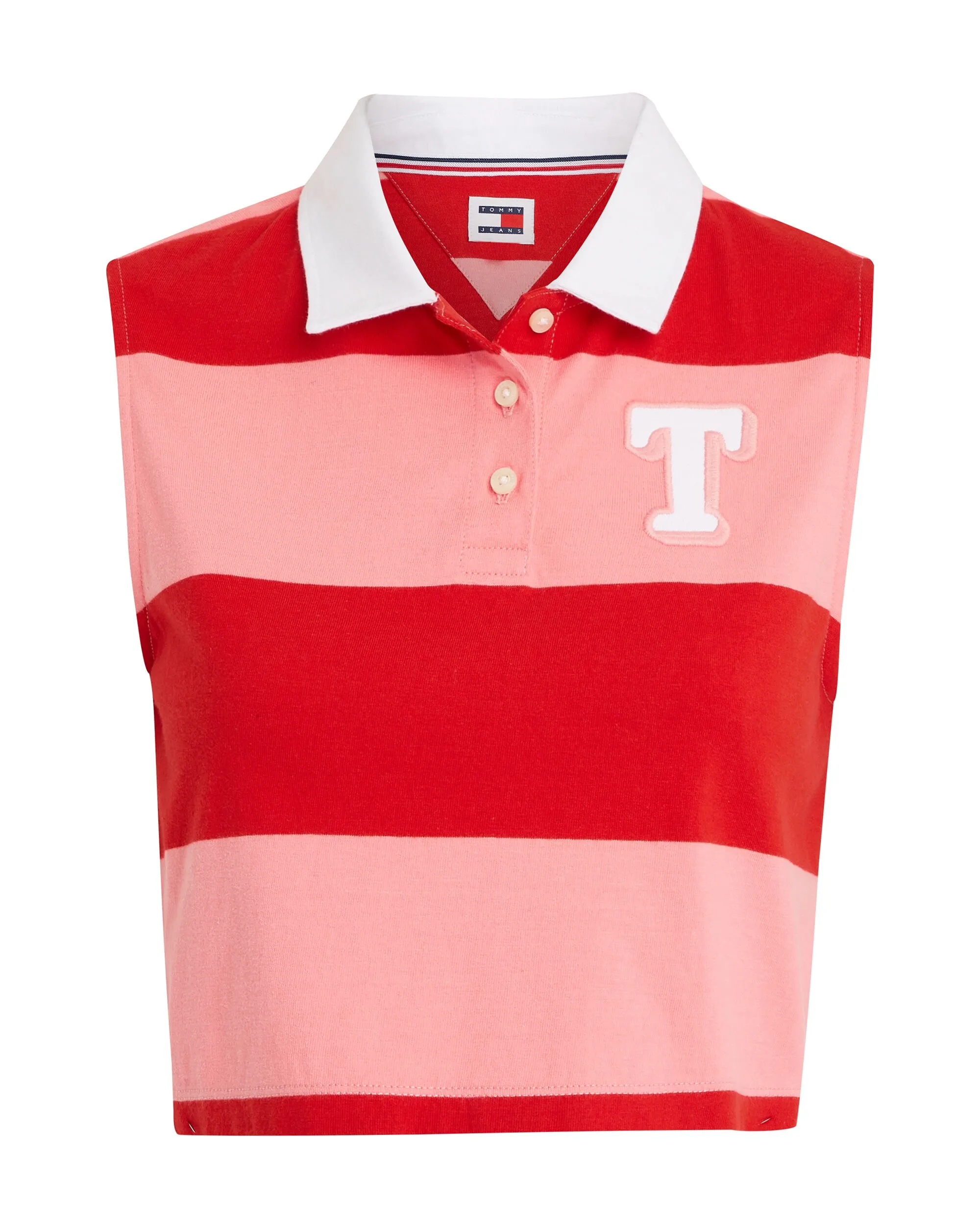 Tommy Hilfiger Polo A Maniche Lunghe Letterman a Righe Rosa Donna