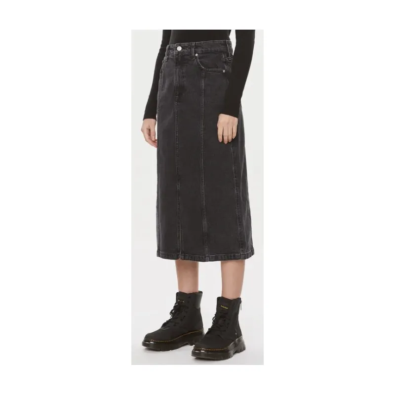 Tommy Jeans Claire Hgh Midi Skirt Denim Black Gonna Lunga Denim Nera Donna