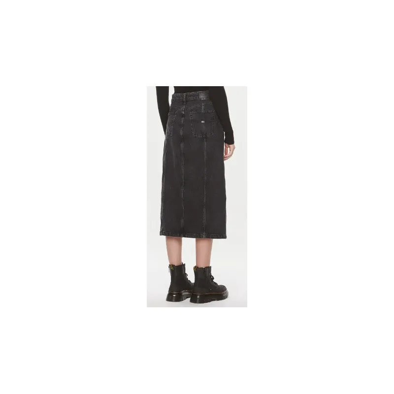 Tommy Jeans Claire Hgh Midi Skirt Denim Black Gonna Lunga Denim Nera Donna