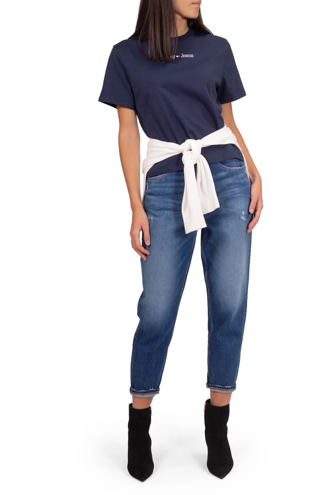 TOMMY JEANS T-shirt donna boxy con ricamo lineare 