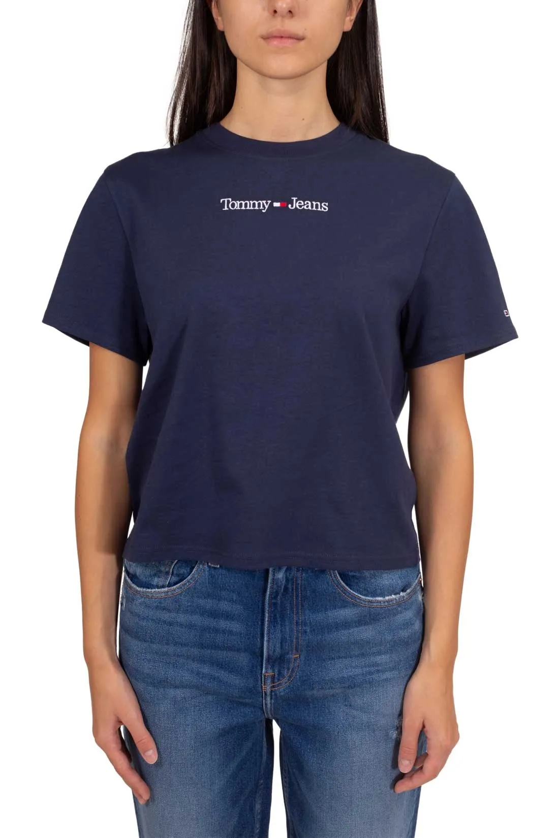 TOMMY JEANS T-shirt donna boxy con ricamo lineare 