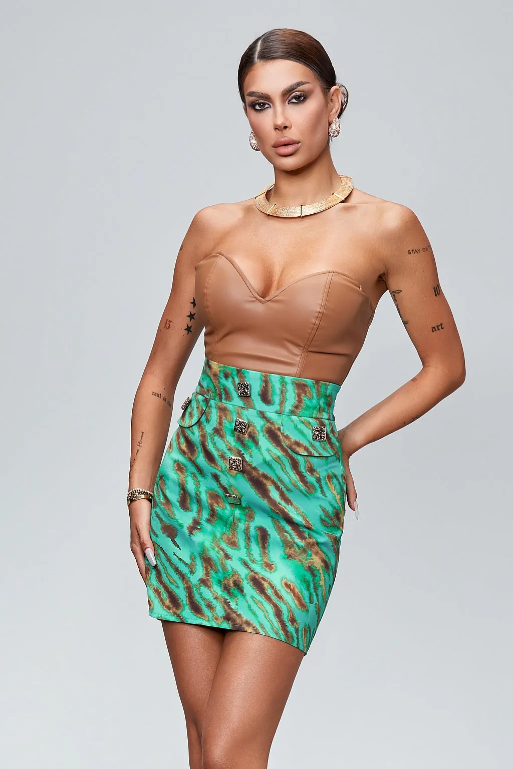 Top in ecopelle caramello