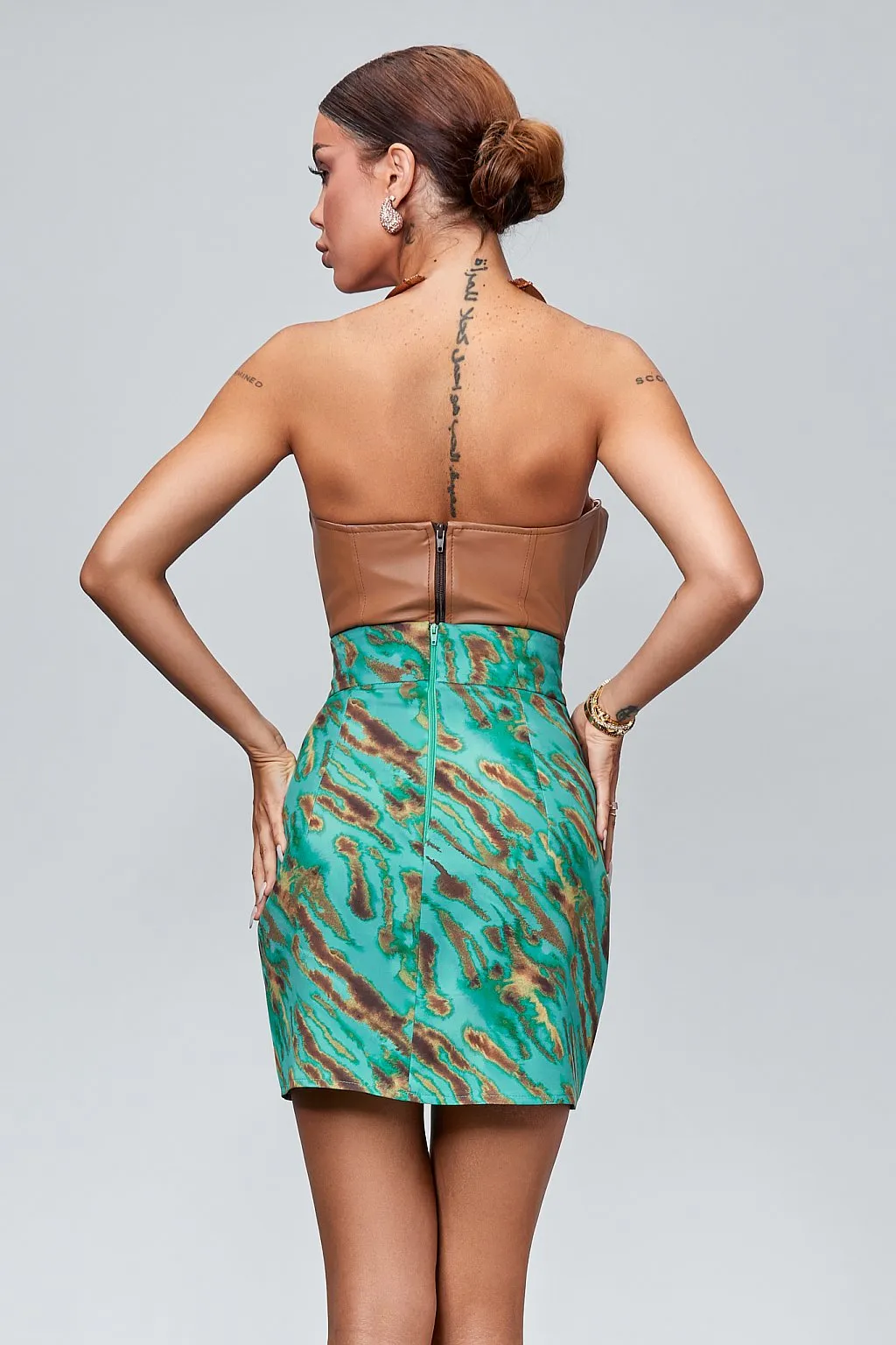 Top in ecopelle caramello