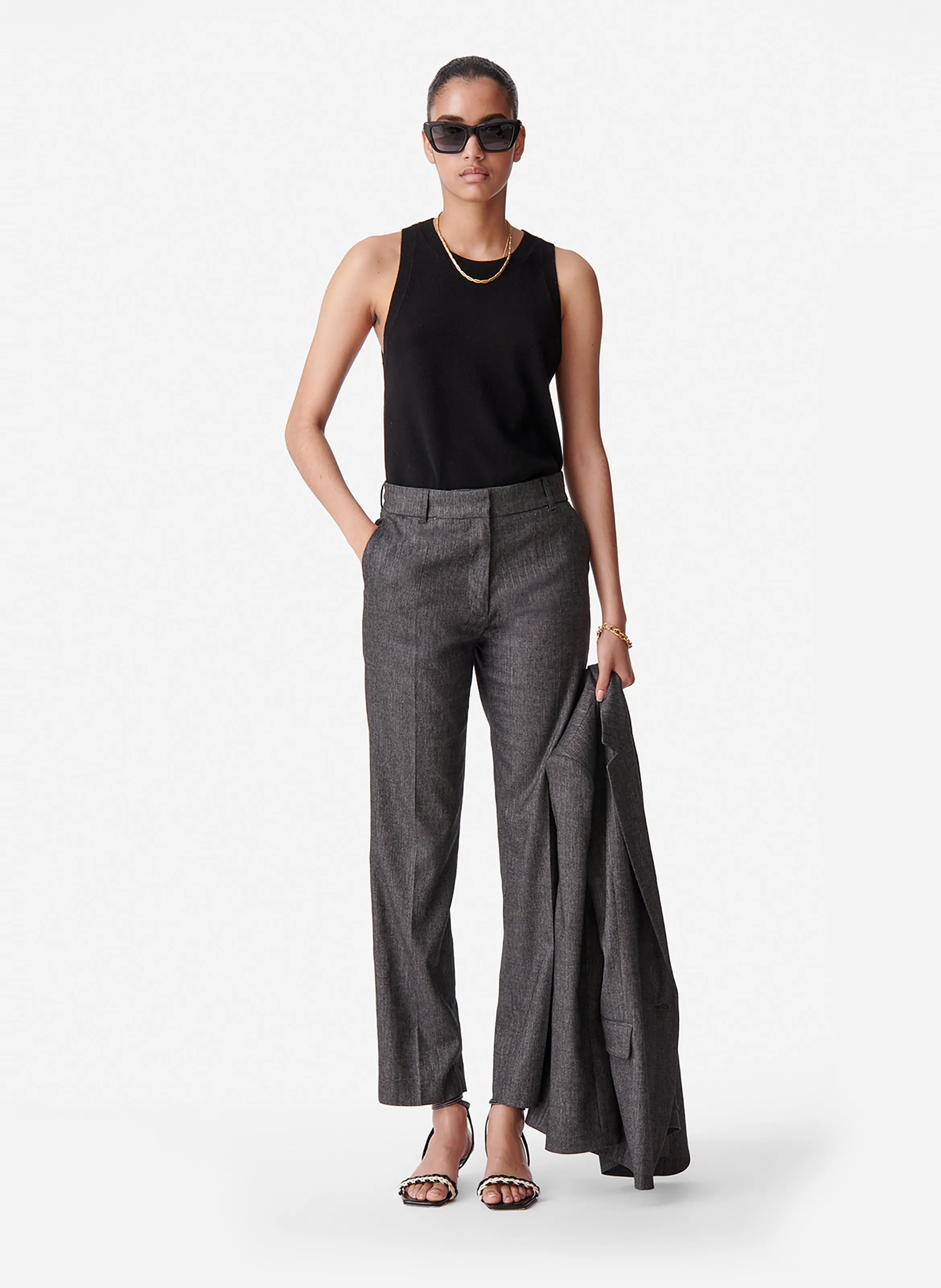  VANESSA BRUNO   DANDY - Pantaloni da tailleur diritti a righe | Grigio