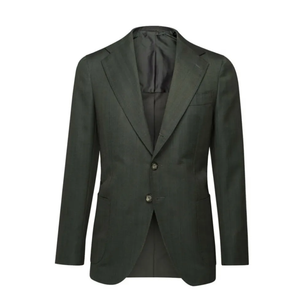 Viola Milano - Blazer Sartoriale Semifoderato in Lana e Seta - Verde - Handmade in Italy - Luxury Exclusive Collection