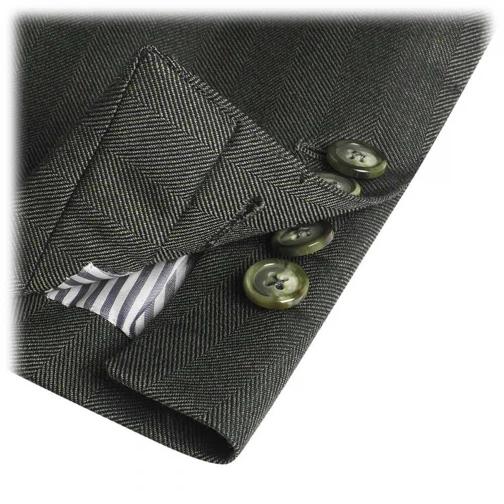 Viola Milano - Blazer Sartoriale Semifoderato in Lana e Seta - Verde - Handmade in Italy - Luxury Exclusive Collection