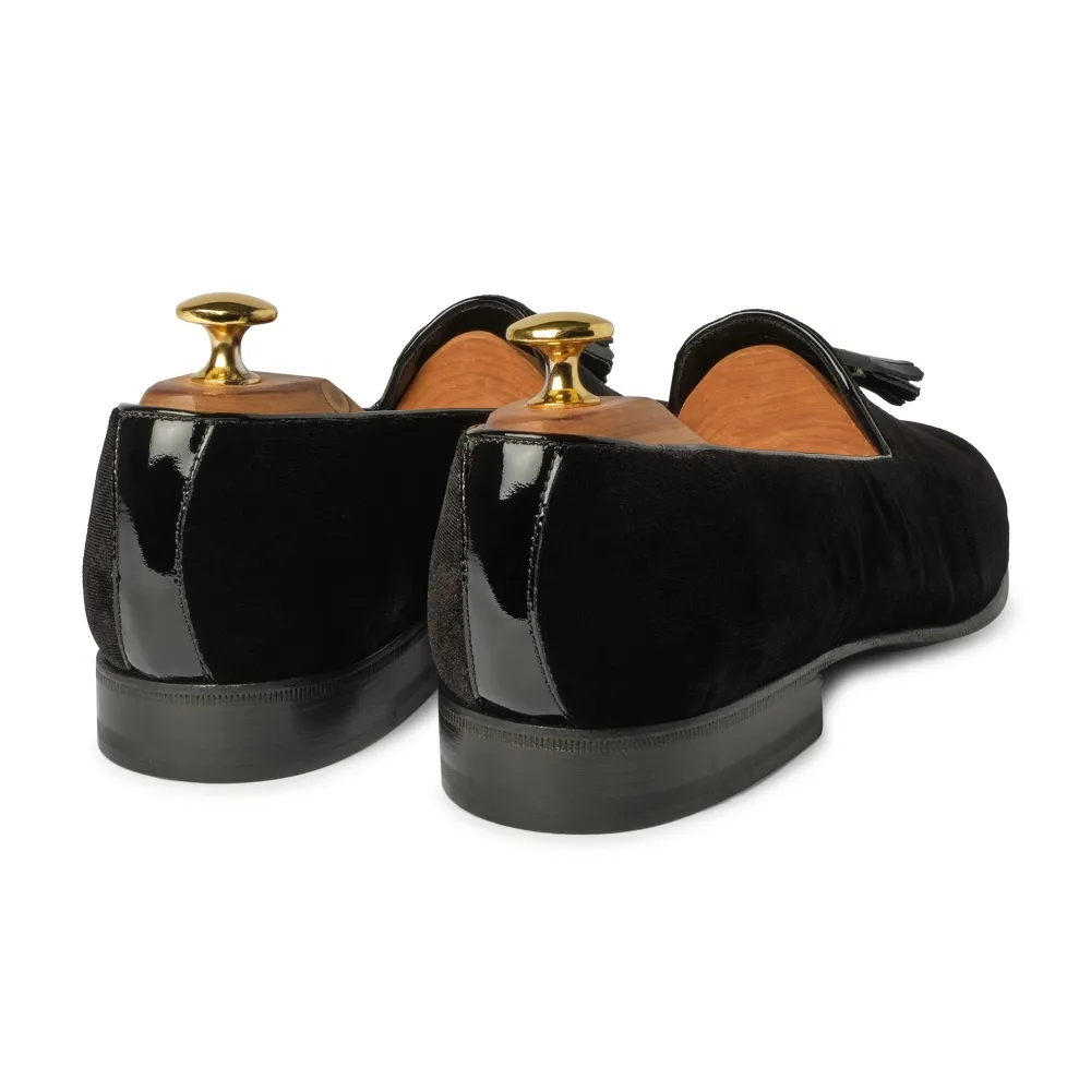 Viola Milano - Mocassini in Velluto Milanese - Nero - Handmade in Italy - Luxury Exclusive Collection