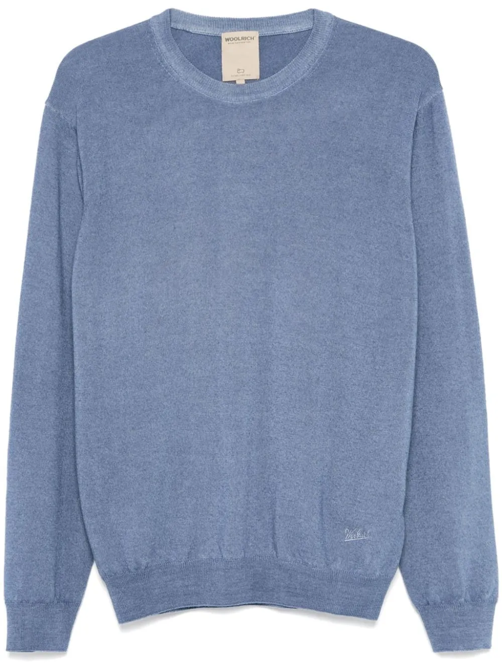 Woolrich Maglia Girocollo Celeste Effetto Slavato