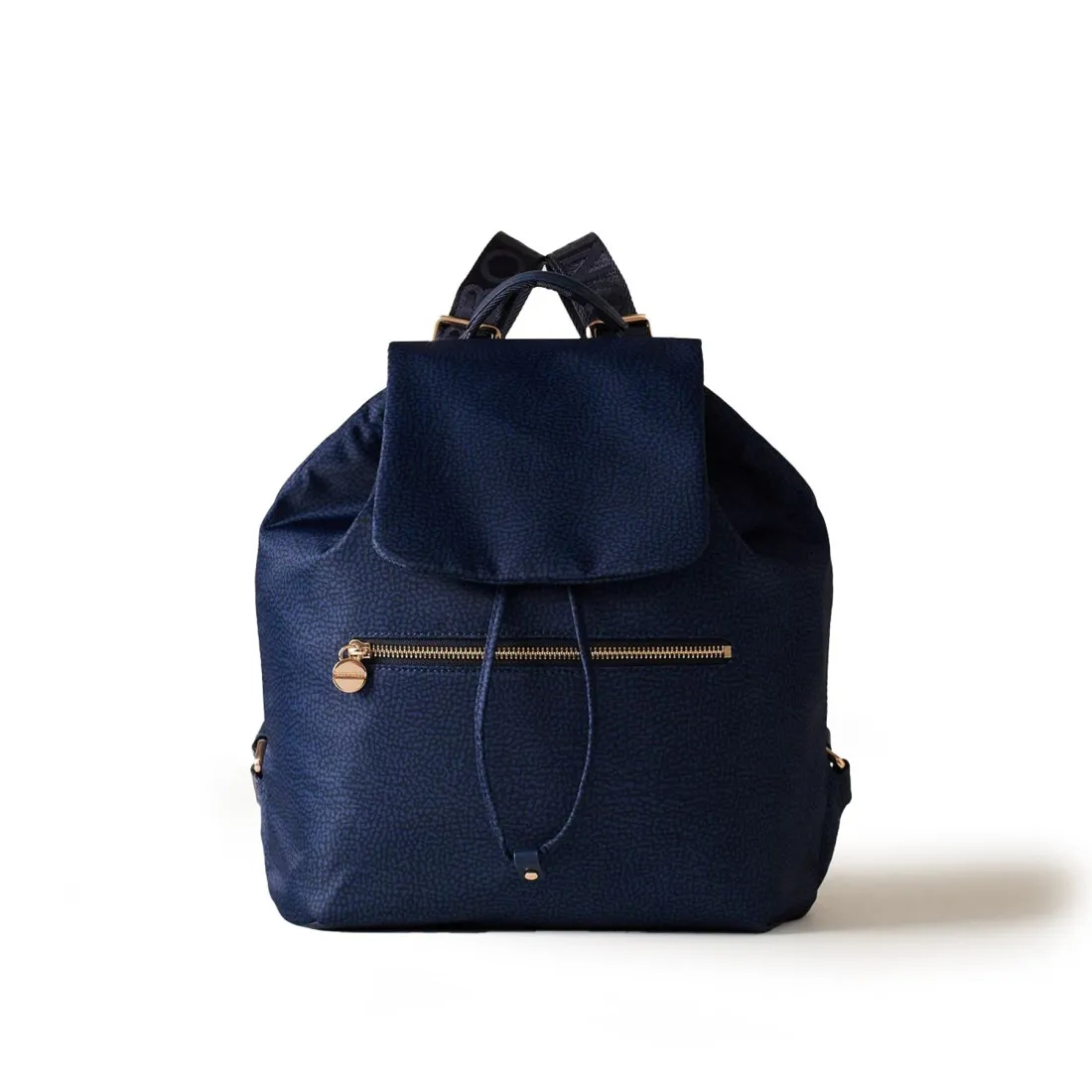 Zaino Borbonese Eco Line Medium in nylon OP riciclato e pelle blu