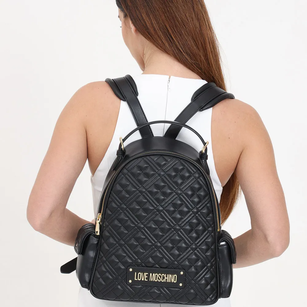 Zaino Donna Trapuntato con Tasche LOVE MOSCHINO linea Love Lettering colore Nero