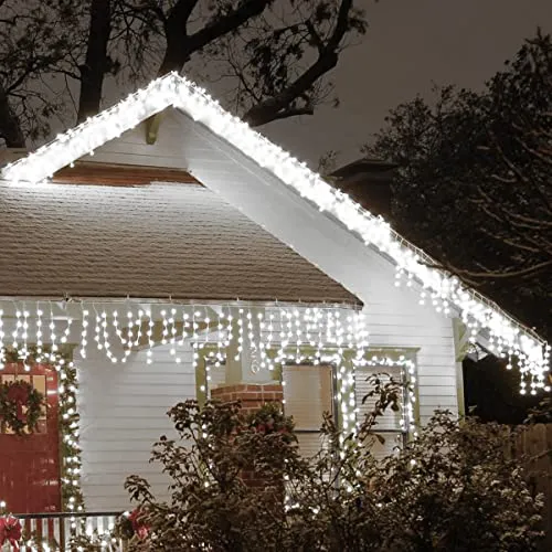 Zorela Luci Natale Esterno Cascata 10M 400 LED Tenda Luminosa Esterno Natale Prolungabile Luci di Natale Cascata di Stalattiti c