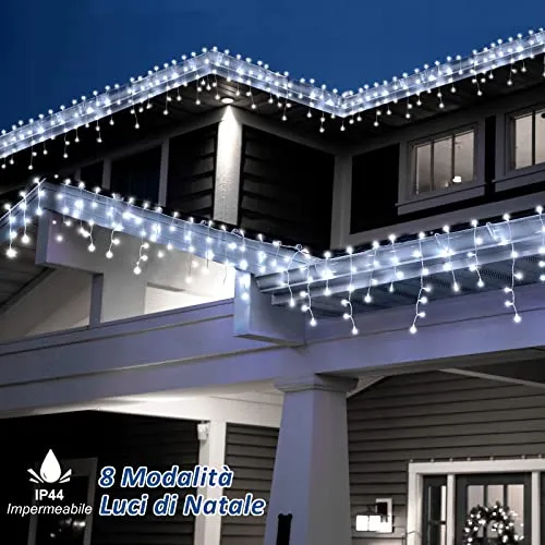 Zorela Luci Natale Esterno Cascata 10M 400 LED Tenda Luminosa Esterno Natale Prolungabile Luci di Natale Cascata di Stalattiti c