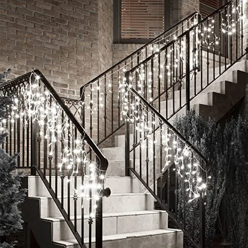 Zorela Luci Natale Esterno Cascata 10M 400 LED Tenda Luminosa Esterno Natale Prolungabile Luci di Natale Cascata di Stalattiti c
