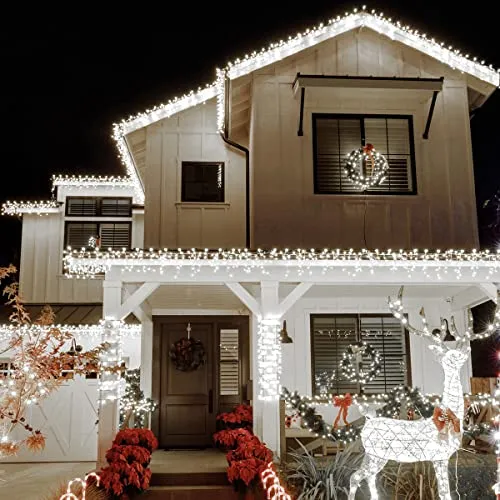 Zorela Luci Natale Esterno Cascata 10M 400 LED Tenda Luminosa Esterno Natale Prolungabile Luci di Natale Cascata di Stalattiti c