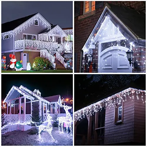 Zorela Luci Natale Esterno Cascata 10M 400 LED Tenda Luminosa Esterno Natale Prolungabile Luci di Natale Cascata di Stalattiti c